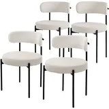 4er Set Esszimmerstühle Wohnzimmerstühle Küchenstühle Rückenlehne Stoff Weiß