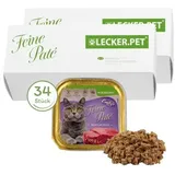 Lyra Pet 34 x 100 g Lecker.Pet® Emily's Feine Paté Reich an Rind Katzenfutter Nassfutter Vollnahrung