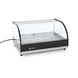 HENDI Warmhaltevitrine, Temperatur regelbar bis 85°C, große Glasture, mit heraunehmbarer Krümelschublade, inklusive feinmaschigem GN 1/1 Rost, einzeln, 230V, 400W, 554x376x(H)311mm, Edelstahl