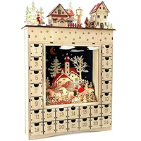 Small Foot Company small foot Adventskalender „Wintertraum“ aus Holz, mit Schnitzereien und Beleuchtung, ca. 34 x 7,5 x 52 cm, 10215