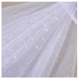 Egurs Tüllstoff Meterware mit Glitzernde Stern 100×150cm Tüll Dekoband Weich Garn Tuch Tüll Deko Stoffe Hochzeit Tüllband Organza Stoffe zum Nähen für DIY Bekleidung Tutu Rock Weiß 1 Meter