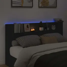 vidaXL Kopfteil mit Regal Schwarz 180 x 16,5 x 103,5 cm Holzwerkstoff