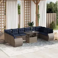 vidaXL Gartensofa-Set 11-tlg. grau