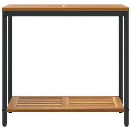 vidaXL Outdoor Tisch Natur & Schwarz 35x80x75 cm Massivholz und Stahl