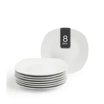 Home4You Dessertteller 8er Set, - 19,5 x 19,5 cm - eckige Form - 8er Set
