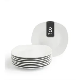 Home4You Dessertteller 8er Set, - 19,5 x 19,5 cm - eckige Form - 8er Set