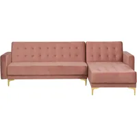 Beliani Ecksofa Rosa Samtstoff Linksseitig Schlaffunktion Klassisch Wohnzimmer - Rosa