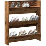 vidaXL Schuhregal 80 x 90 x 18 cm braun / Altholz-Optik