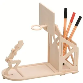 Peter Bausch GmbH & Co. KG PEBARO 840/3 - Holzbausatz Stiftehalter Basketball, 16-teilig, Holzkonstruktion zum Zusammenstecken