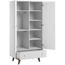 petits-meubles SCHRANK 2 Türen Mid Weiß und Holz