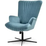 Compleo Sessel ESLO I Drehsessel Schaukelsessel Veloursstoff, bequem blau