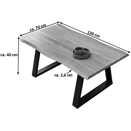 möbelliebling Couchtisch Baumkante 120x70 cm Akazie naturfarben schwarz MATTEO