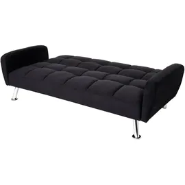 Mendler Schlafcouch Samt 2-Sitzer Schwarz