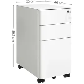 Möbel Kraft Rollcontainer 30 x 30 x 59,2 cm Weiß
