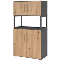 Hjh OFFICE PRO Hammerbacher Kombischrank FlexWall 4OH 1offen graphit/asteiche