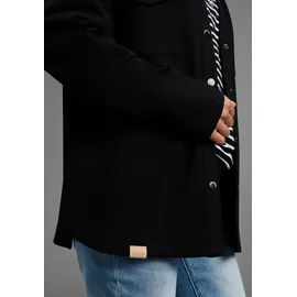 KangaROOS Hemdjacke KANGAROOS, Damen, Gr. 44/46, blau (schwarz), Web, Obermaterial: 70% Viskose, 25% Polyester, 5% Elasthan, figurumspielend hüftbedeckend, abgesteppt, Jacken, Overshirt mit Knopfleiste