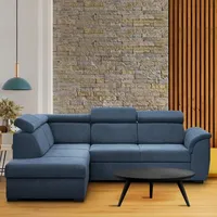 beautysofa Ecksofa Madera L-Form Corner Sofa mit Schlaffunktion Bettkasten l-förmige Polsterecke mit Kopfstützen modernes Schlafsofa, Stoff: matana 12 - bla... - Blau