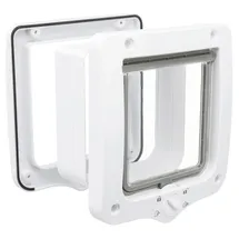 Trixie 4-Wege Freilauftür mit Tunnel 20 × 22 cm Weiß