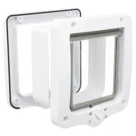 Trixie 4-Wege Freilauftür mit Tunnel 20 × 22 cm Weiß