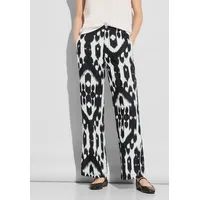 STREET ONE Leinenhose, mit Print, schwarz,