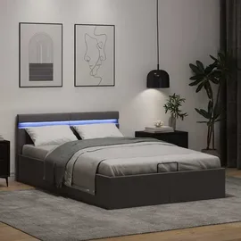 vidaXL Bett mit Bettkasten Hydraulisch LED Grau Kunstleder 120x200 cm