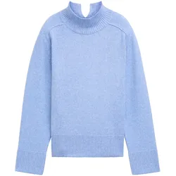 TOM TAILOR Damen Weicher Strick Pullover mit Stehkragen, blau, Uni, Gr. XL