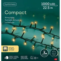 Lumineo Lichterkette Compact LED 22,5 m, grünes Kabel in Soft Gold | softgold - Grün