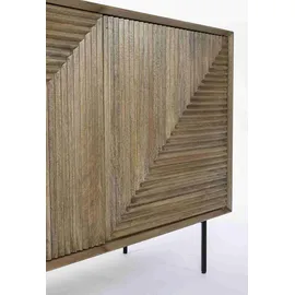 BIZZOTTO Sideboard Darsey aus Mangoholz, modern, natur, 184 cm breit, Metallgestell in Schwarz
