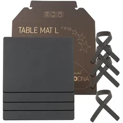Lind DNA - Geschenkset Square L, Nupo anthrazit (4 Tischsets + 4 Serviettenringe)