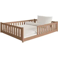 Kids Collective Jugendbett Bodenbett 140 x 200 cm Kiefer massiv braun Zimt