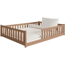 Kids Collective Jugendbett Bodenbett 140 x 200 cm Kiefer massiv braun Zimt