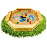 Coemo Holzsandkasten Sally mit Bodenplane beige