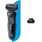 Braun Series 5s Rasierer Herren, Elektrorasierer Mit 3 Flexiblen Klingen, Präzisionstrimmer, 50 Min Laufzeit, EasyClick Aufsätze, Wet&Dry, B1200s, Blau