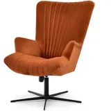 Compleo Sessel ESLO I Drehsessel Schaukelsessel Veloursstoff, bequem orange