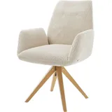 DELIFE Polsterstuhl Zoa-Flex, Holzgestell kantig Natur Cord Beige Taschenfederkern beige|weiß 62 cm x 90 cm x 63 cm