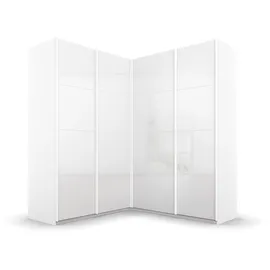Rauch Quadra weiß (alpinweiß, hochglanz weiß), B:181cm H:210cm T:187cm, Holzwerkstoff, Schränke, Schwebetürenschrank, Eckschrank inkl. Türendämpfer und Schubladeneinsatz