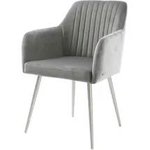 DeLife Armlehnstuhl Greg-Flex 4-Fuß konisch Edelstahl Samt Grau