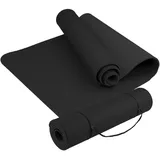 FFitness Yogamatte Fitnessstudio Pilates 183 x 61 x 0,6 cm Rutschfeste Oberfläche Umweltfreundlicher TPE-Teppich für Aerobic Gymnastik (Schwarz)