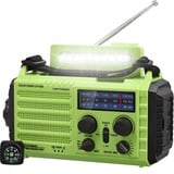 AM/FM/SW Baustellenradio Kurbelradio, Tragbares 5-Wege Wetter Solar Radio,Dynamo Handkurbel,Power Bank,LED Camping Licht,SOS-Alarm,Kompass,USB-Anschluss zum Aufladen des Mobiltelefons im Notfall