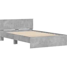 vidaXL Bettgestell mit Kopfteil LED-Beleuchtung Betongrau 140x200 cm