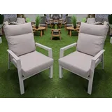 Lesli Living Loungesessel Ohio Crema Gartensessel 2er-Set  beige-grau