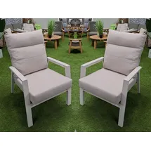 Lesli Living Loungesessel Ohio Crema Gartensessel 2er-Set  beige-grau