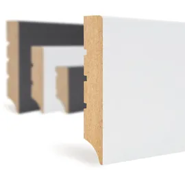 HEXIM Sockelleisten weiß 2000x70x12mm 30 Stück Fußleisten MDF foliert - Bodenleisten Weimarer Profil, Laminatleisten Fußbodenleisten (60 Meter)