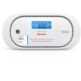X-Sense Kohlenmonoxid Melder mit digitalem LCD-Display, CO Melder mit austauschbarer 5-Jahres-Batterie und Spitzenwertspeicher, XC01-R