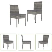 Garten-Essstühle 2 Stk. Poly Rattan Grau - Gartensessel - Gartenmöbel - Outdoor Möbel - Polyrattan Sessel - Esszimmerstühle - The Living Store