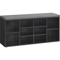 VASAGLE Schuhregal 30 x 104 x 48 cm gepolstert ebenholzschwarz / ebenholzschwarz