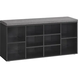 VASAGLE Schuhregal 30 x 104 x 48 cm gepolstert ebenholzschwarz / ebenholzschwarz