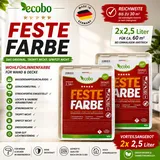 Ecobo Feste Farbe Weiß Seidenmatt 5L Wandfarbe Innenfarbe Deckenfarbe
