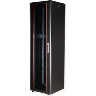 Roline 19-Zoll Netzwerkschrank Basic 42 HE, 600x600 BxT Glastür schwarz