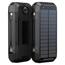POWERNEED S20000Q Mobilgeräte-Ladegerät, universell einsetzbar mit Lightning-Anschluss, Solarfunktion, USB-Kabellosladefunktion, Schnellladefunkt... - Schwarz
